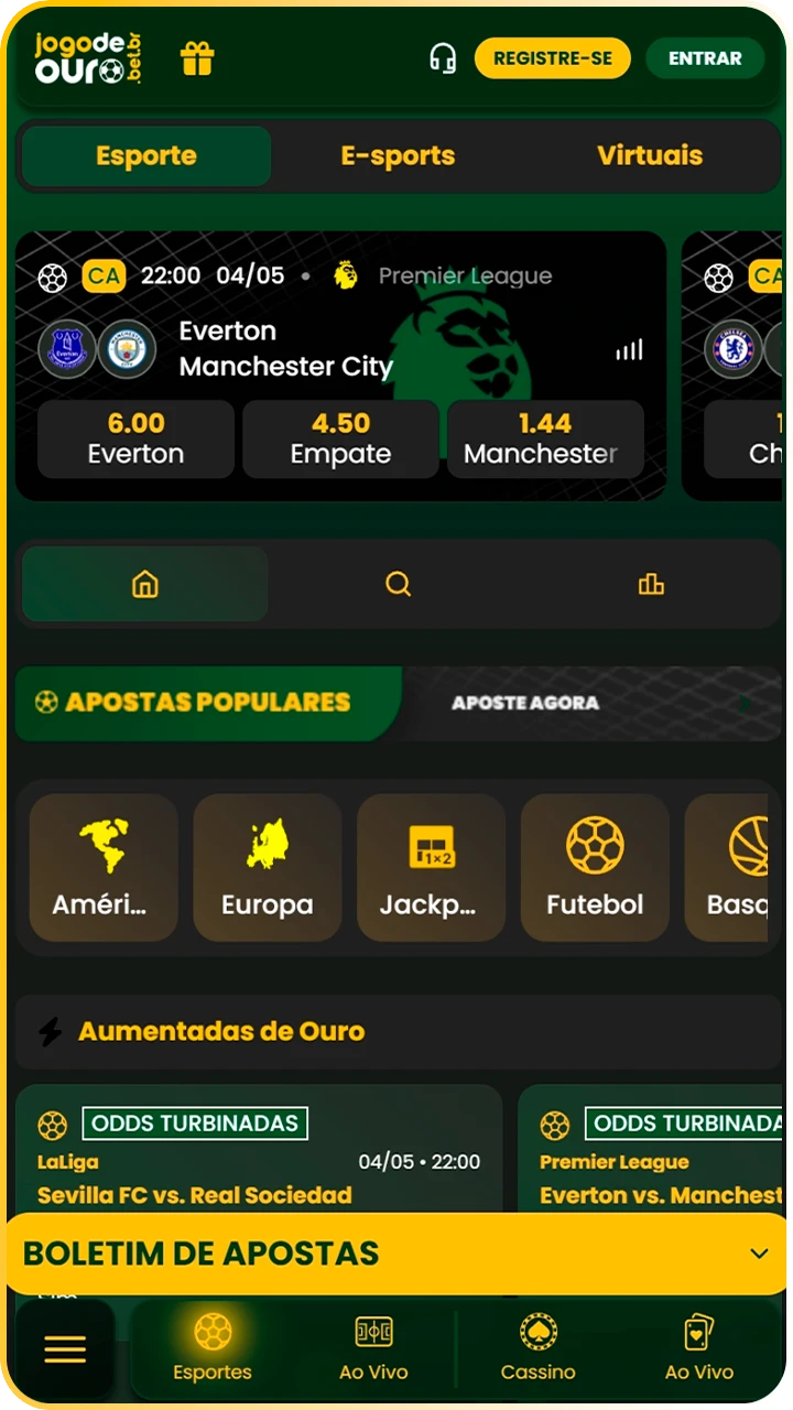 Aposte em esportes no site Jogo de Ouro.