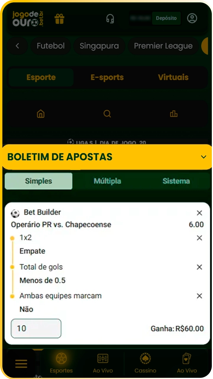 Confirme sua aposta esportiva no Jogo de Ouro.