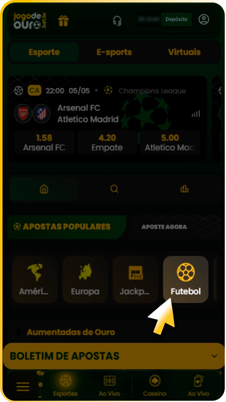 Encontre jogos de futebol no Jogo de Ouro.