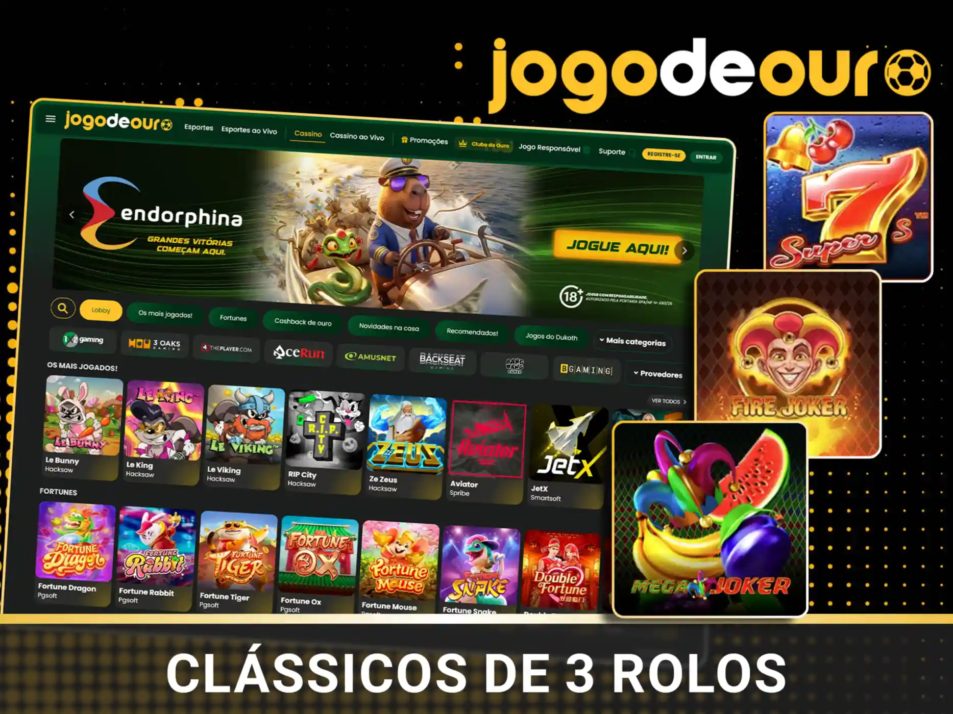 Jogue slots clássicos no cassino Jogo de Ouro.