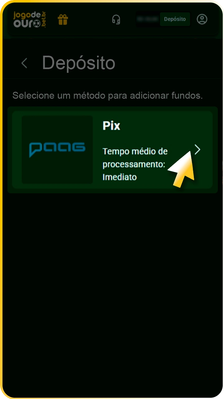Faça depósitos via Pix no Jogo de Ouro.