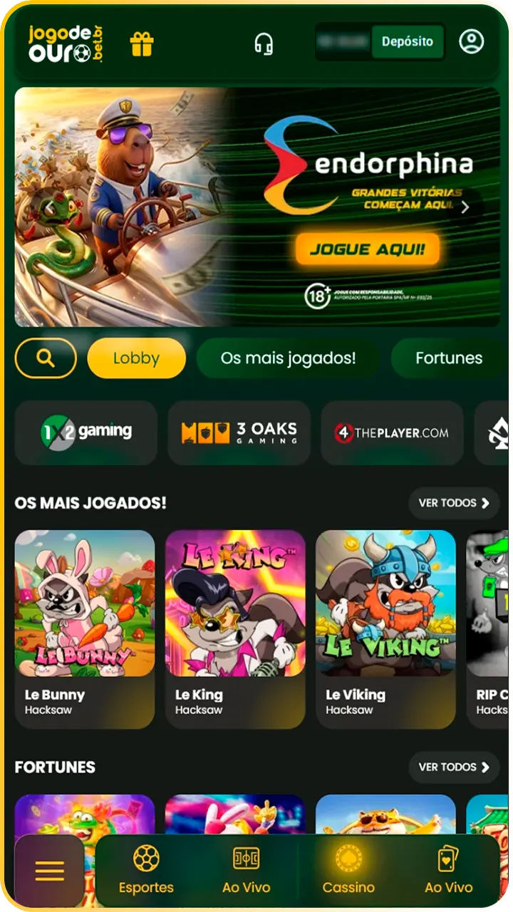 Filtre e escolha jogos no Jogo de Ouro.
