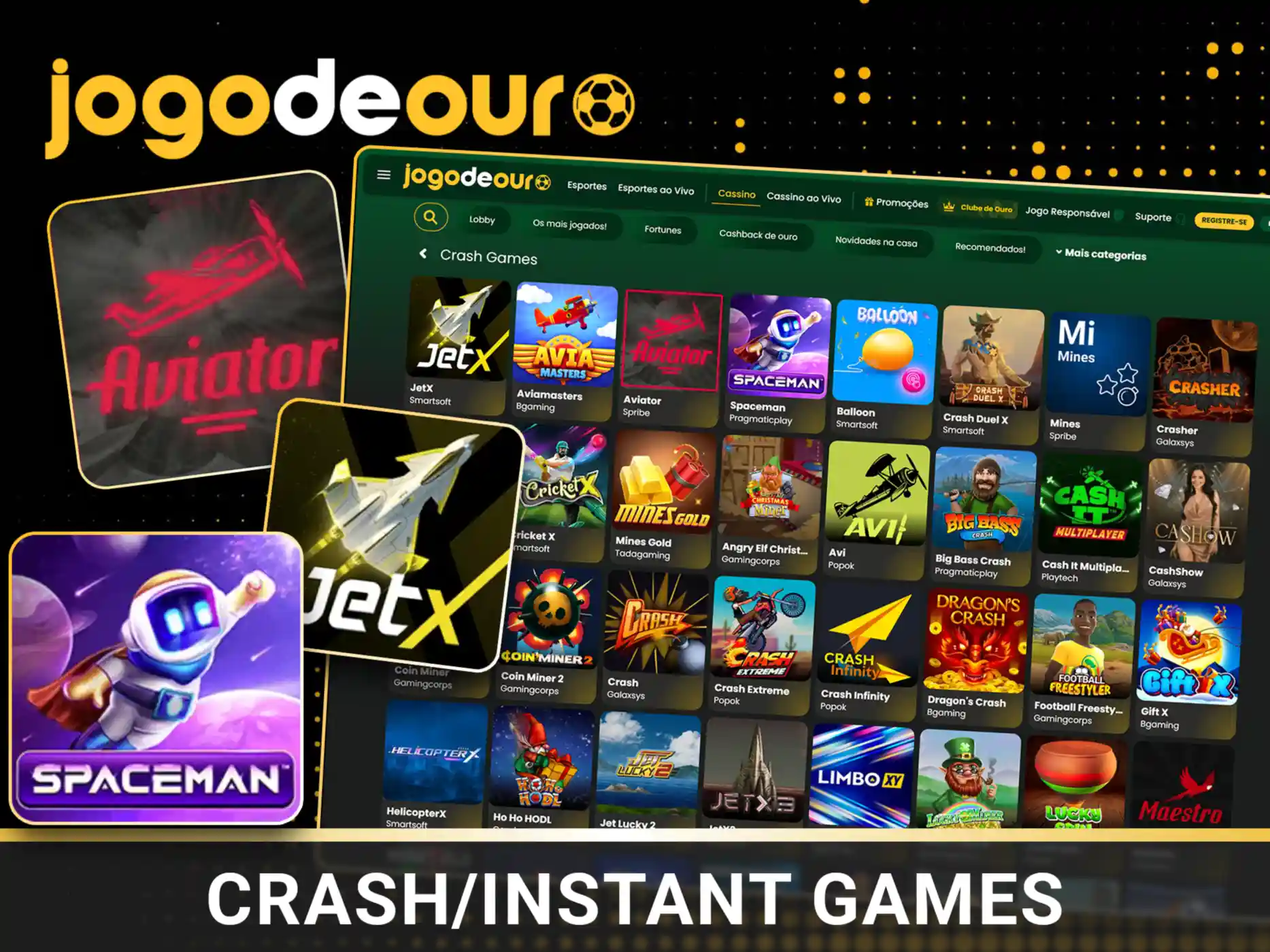 Jogue Crash e Instant games Jogo de Ouro.