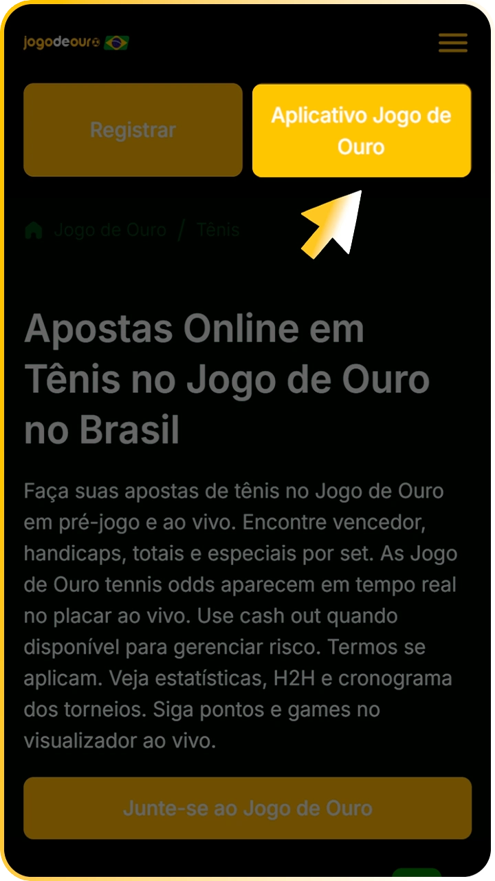 Acesse a página do app Jogo de Ouro.